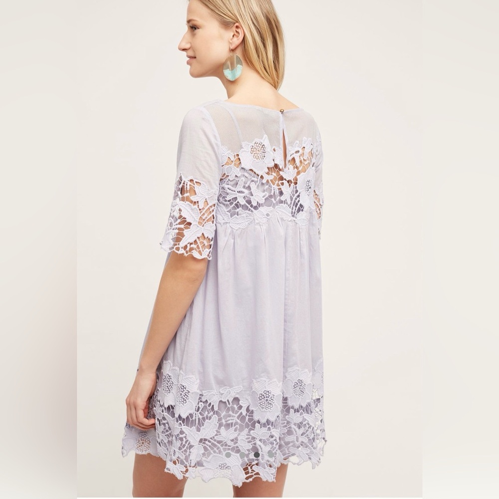 Anthropologie Holding Horses Magnolia Lace Dress Lilac US 10 Boho Lace Mini - Picture 3 of 13